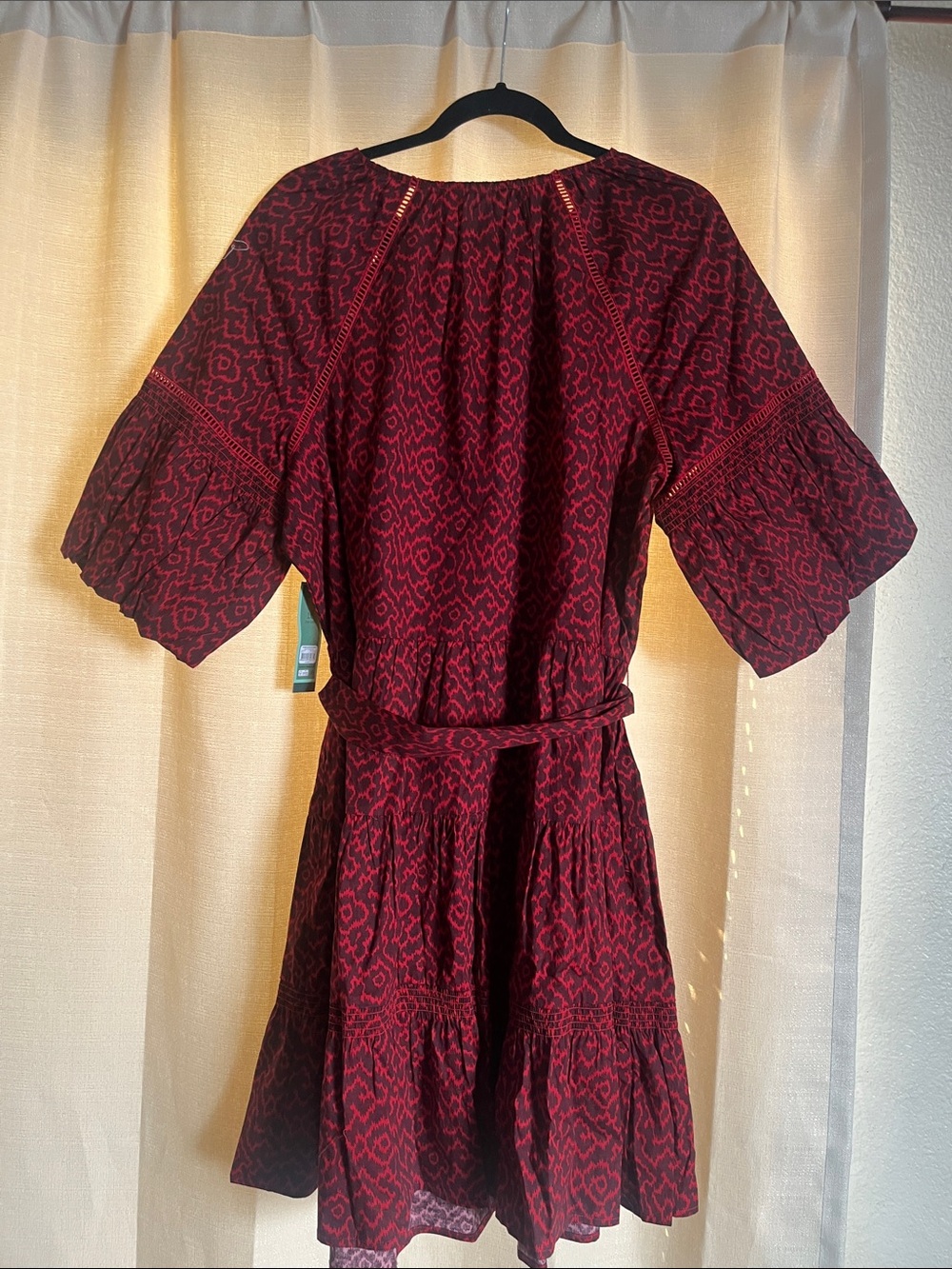 Women’s Terra & Sky Red Patterned Tie-Waist Dress - Picture 3 of 11